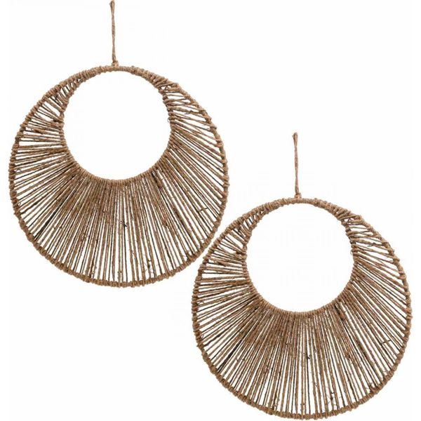 Anello Decorativo Boho In Metallo Con Nastro Di Iuta Per Decorazioni Creative Da Parete E Matrimoni, 2 Pezzi-image