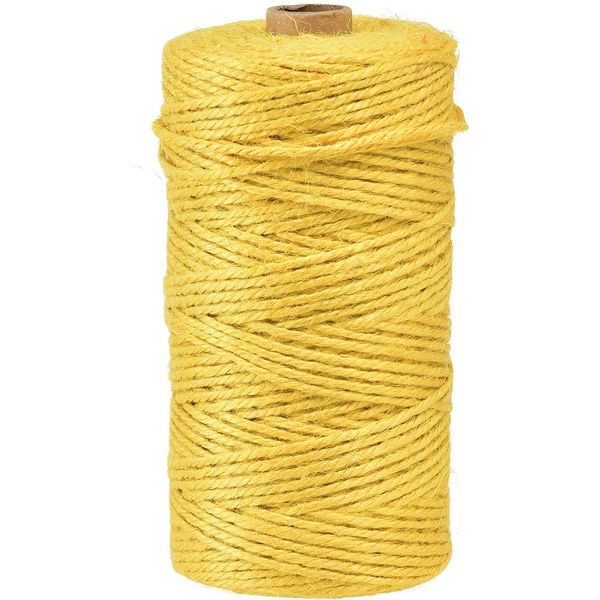 Nastro Di Iuta Giallo Ø3Mm 200M - Nastro Decorativo In Fibra Naturale Per Il Crafting, L'imballaggio E La Decorazione-image