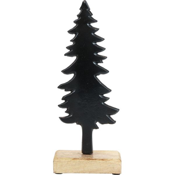 Decorazione Natalizia Rustica Albero Di Natale In Legno Metallo Decorazione Da Tavolo Natura Nero H27Cm-image