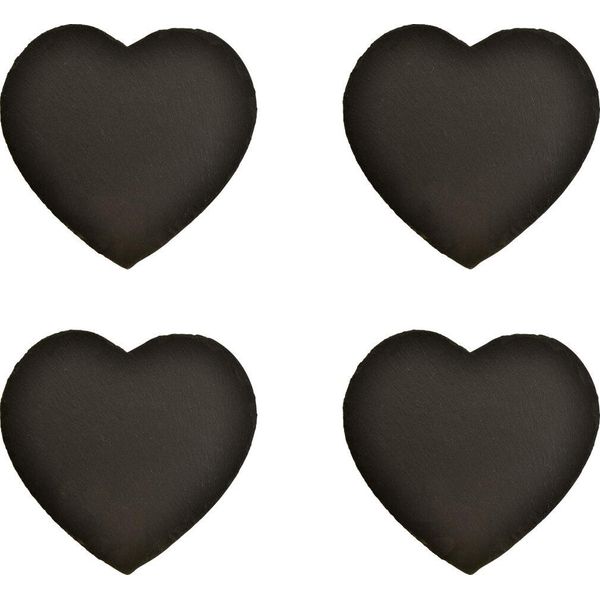 San Valentino Cuore Decorativo In Ardesia Cuore Nero 16 Cm 4 Pezzi Regalo Di Nozze, 4 Pezzi-image