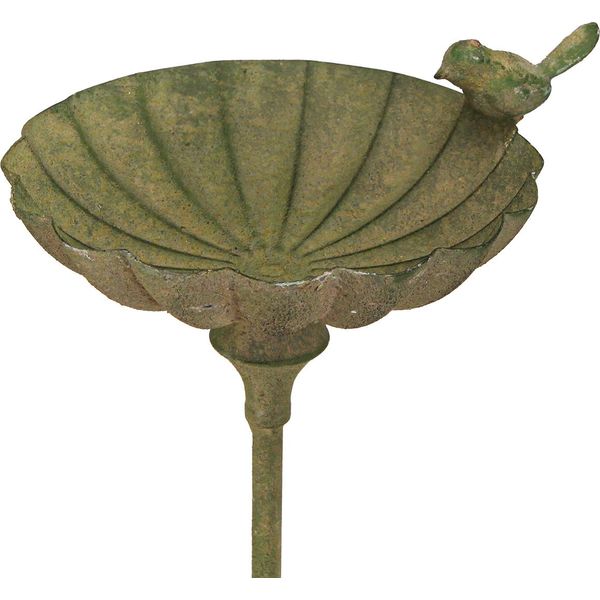 Vaschetta Decorativa Per Uccelli In Metallo Antico Per Giardino Verde 34,5 Cm-image