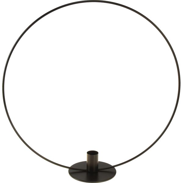 Elegante Portacandele Nero In Metallo Decorativo Ø35Cm - Decorazione Natalizia E Candele A Bastoncino-image