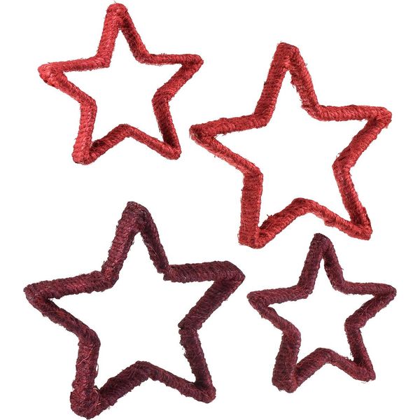 Stella Da Posizionare Decorazione Natalizia Iuta Rosso 13/18Cm 4Pcs Stelle Avvento Decorazione Da Tavolo-image