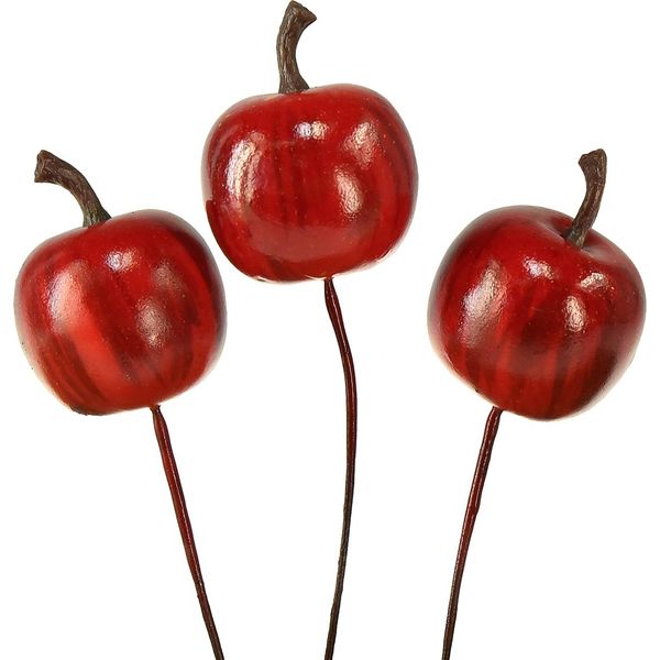 Mini Mele Lucide Su Filo 3Cm Per Decorazione, 24 Pezzi, Decorazione Natalizia E Autunnale-image