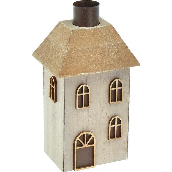 Portacandele Di Natale In Legno Casa Candele A Bastoncino Decorazione 14,5Cm Set Di 2-image