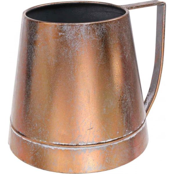 Vaso Decorativo Vintage In Metallo Effetto Rame L24Xh20Cm Stile Country Shabby Chic-image