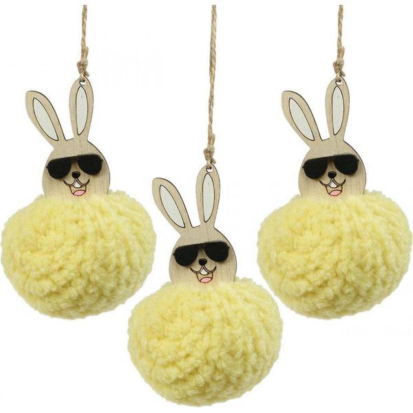 Ciondolo Decorativo Giallo Coniglietto Soffice Decorazione Pasquale Set Di 6 Coniglietti Soffice 7Cm-image