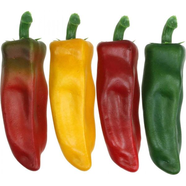 Peperoni Decorativi Artificiali Per Vetrine, 14 Cm, Set Da 4 Pezzi Colorati, 4 Pezzi-image