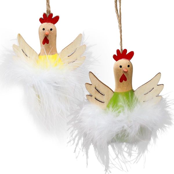 Polli Decorativi Pasqua Decorazione In Legno Da Appendere 8Cm Set Di 6 Decorazione Primavera-image