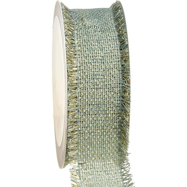 Nastro Decorativo Con Frange Nastro Decorativo Verde Chiaro Oro 40Mm X 15M - Nastro Natalizio E Da Regalo-image