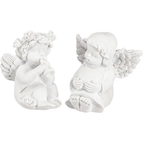 Angelo Decorativo Cuore Tomba Ornamento Bianco Poliresina H5Cm Set Di 6 Figurine Resistente Alle Intemperie, PK6 Pezzi-image