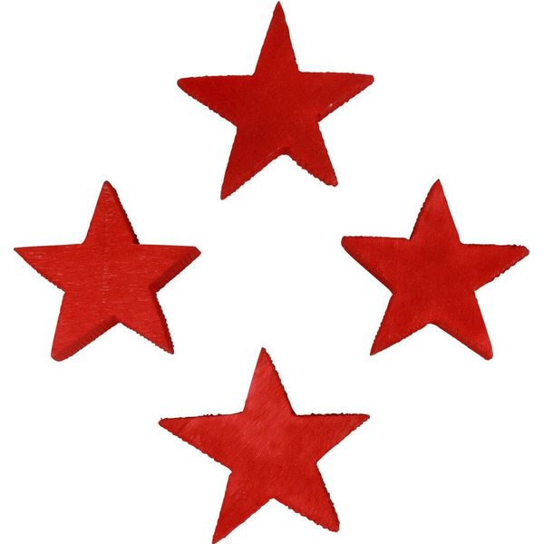 Decorazione Natalizia Stelle Di Legno Rosse Ø4Cm 24 Pezzi - Decorazione Sparsa Decorazione Da Tavolo Avvento-image