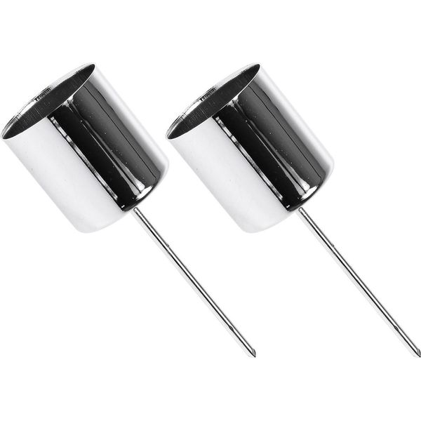 Portacandele Argento Candele A Bastoncino Ø3,5Cm Set 4 Pezzi Decorazione-image