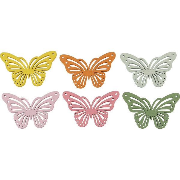 Farfalle Di Legno Sparse Decorazione Colorata 4,5×3Cm 48Pz Decorazione Da Tavolo Artigianato-image