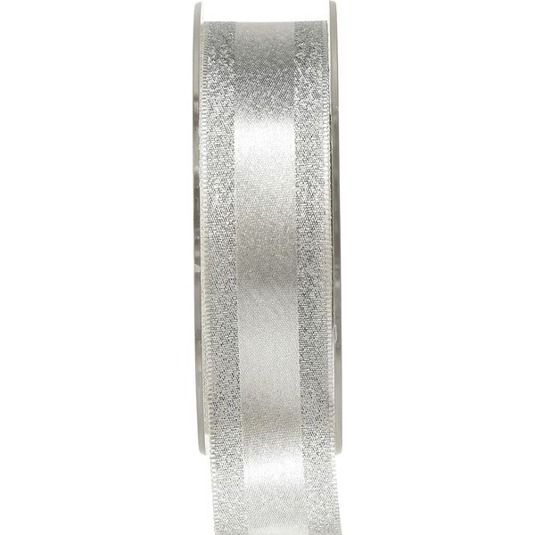 Nastro Decorativo Argento Glitterato Nastro Regalo Strisce 25Mm 20M Matrimonio Natale-image