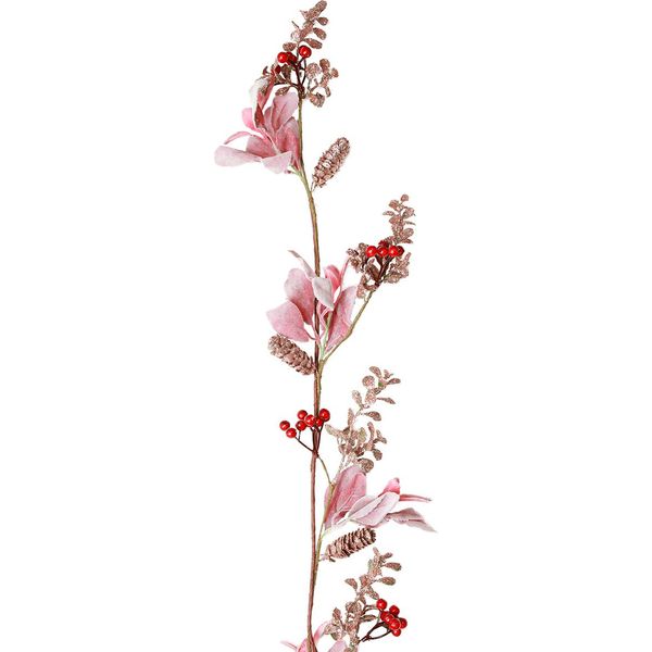 Ghirlanda Natalizia Di Bacche Coni Rosso Rosa 130Cm Decorazione-image