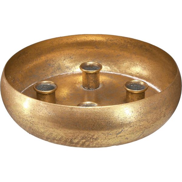 Portacandele Oro Antico Ø22Cm Per 4 Candele A Bastoncino Decorazione Vintage Decorazione Da Tavolo Corona D'avvento-image