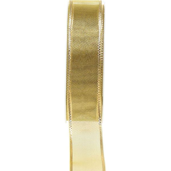 Nastro Regalo Effetto Anello Dorato 25Mm 25M - Nastro Decorativo Per Natale E Festività-image