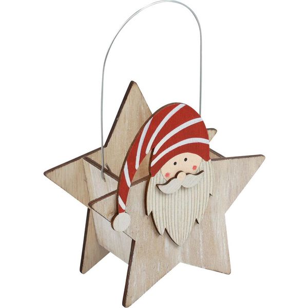 Stella In Legno Gnomo Decorazione Da Tavolo Di Natale 15,5×6×16,5 Cm-image