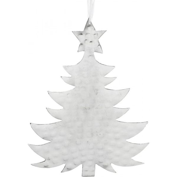 Ciondolo Albero Di Natale Avvento Decorazione Metallo Argento 20,5×15,5 Cm-image