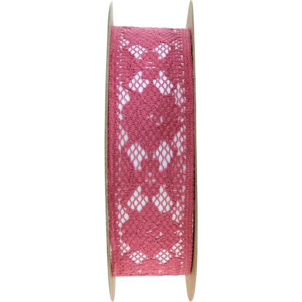 Nastro Di Pizzo Rosa 25Mm Nastro Decorativo Di Pizzo 15M Fiore Decorazione Nastro Regalo Di Nozze Vintage-image