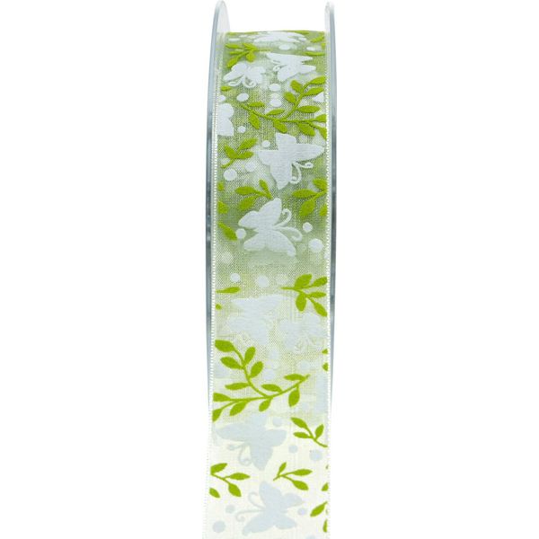 Nastro Decorativo Farfalla Verde Organza Nastro Regalo 25Mm 20M-image