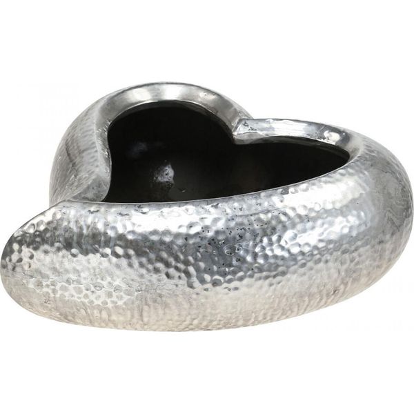 Ciotola Per Piante In Ceramica Argentata A Forma Di Cuore 24 Cm Per Decorazioni Da Tavola E Idee Regalo-image