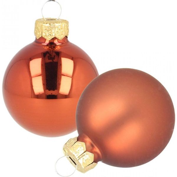 Mini Baubles Natalizi In Vetro Rosso Ruggine Opaco Lucido Ø2Cm 44Pz Albero Di Natale-image
