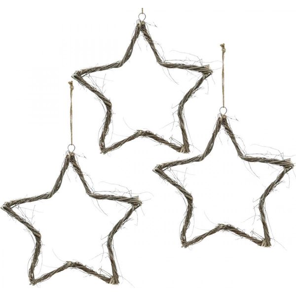 Decorazione Natalizia Stelle Rustiche Bianche Lavate Da Appendere In Rami Di Olmo 30Cm Set Di 4 - Accessorio Natalizio D'atmosfera-image
