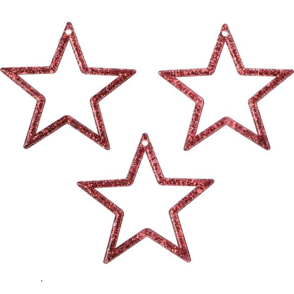 Set Di 120 Stelle Di Natale Rosse Glitterate Da 4,5 Cm - Decorazioni Festose Per L'albero E Per L'avvento-image