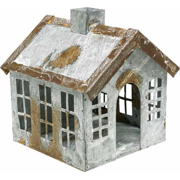 Casa Della Luce Del Tè In Metallo Vintage Shabby Chic Bianco Lavato Ruggine Dettaglio Decorazione Casa Della Luce Per La Decorazione Della Tavola E Della Finestra H14.5Cm-image