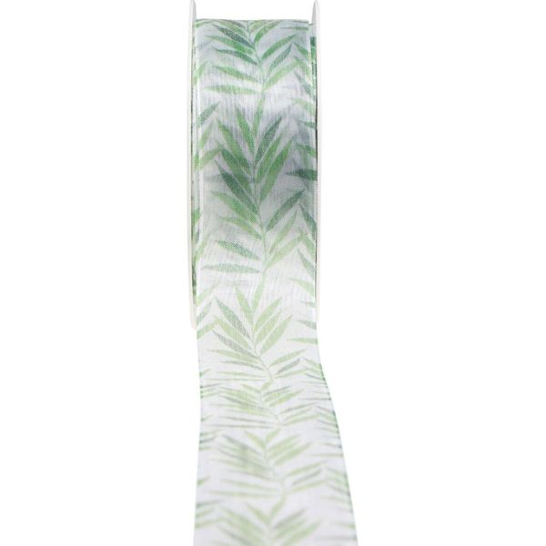 Nastro Di Organza Chiffon Verde Piante, Nastro Decorativo Nastro Regalo 40Mm 15M, Nastro Nobile Shimmer Per Decorazione-image