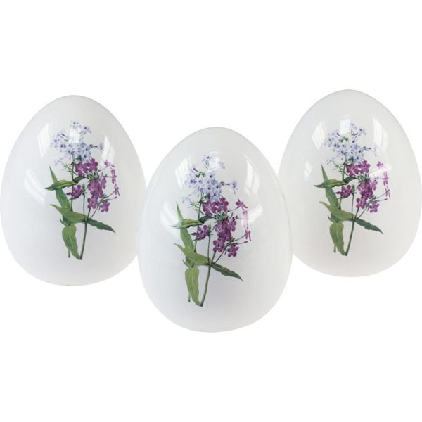 Uova Di Pasqua In Ceramica Con Decorazione Floreale 12Cm, Set Di Uova Di Pasqua 3 Pezzi, Decorazione Da Tavola Primaverile-image