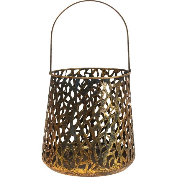 Elegante Porta Tealight In Metallo Dorato Antico 14,5 Cm Decorazione Da Tavolo Lanterna-image