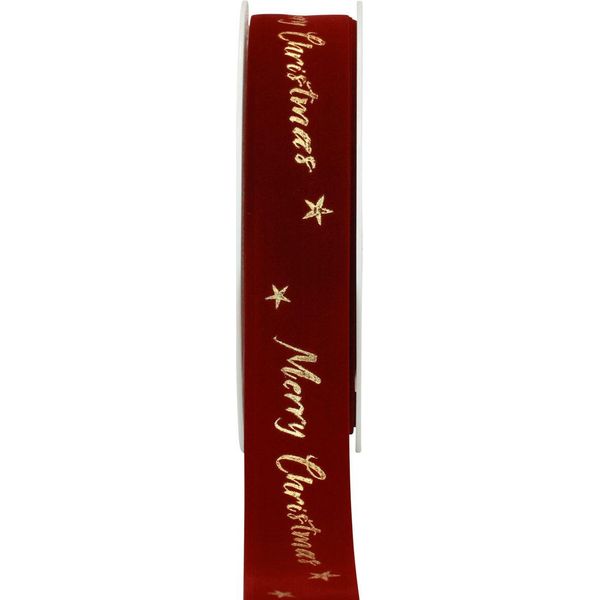 Nastro Regalo Natale Nastro Di Velluto Rosso 25 Mm 20 M - Decorazione Natalizia Confezione Regalo-image