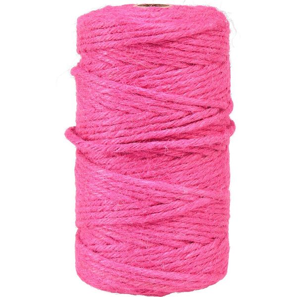 Nastro Di Iuta Fucsia Ø4Mm 100M - Nastro Decorativo In Fibra Naturale Per Decorazione E Artigianato-image