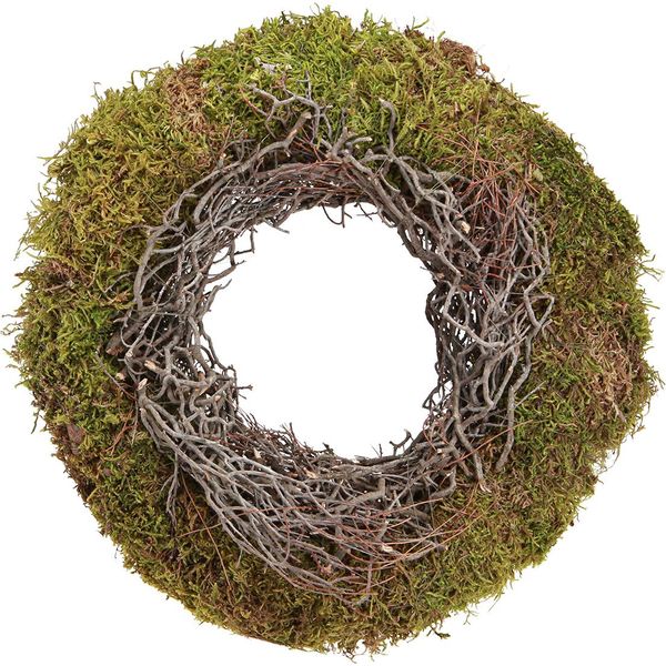 Ghirlanda Decorativa Di Muschio Verde Topo Natura Ø30Cm Autunno Decorazione Porta Decorazione Tavola-image