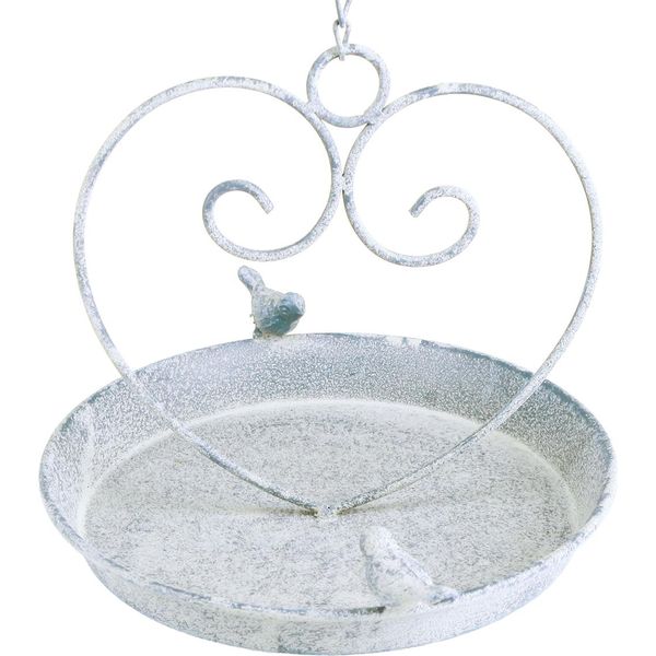 Appeso A Una Vasca Per Uccelli In Metallo Cuore Bianco Blu Decorazione Da Giardino Ø21,5 Cm-image