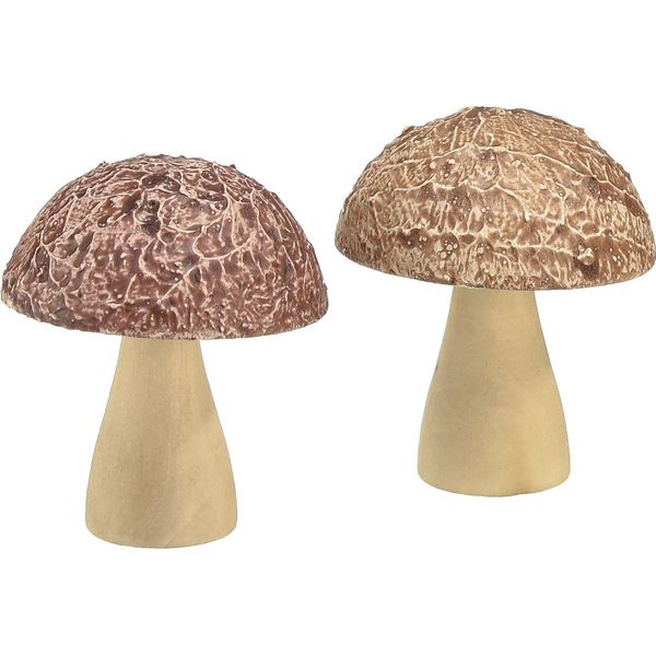 Funghi Decorativi In Legno Decorazioni Autunnali Per La Tavola Naturale Marrone 5×6 Cm Set Da 8 Pezzi, 8 Pezzi-image