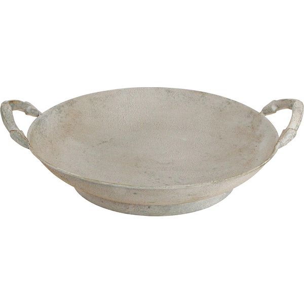 Ciotola Decorativa Vintage Shabby Chic In Metallo Grigio Con Manici, Rotonda Ø31Cm - Decorazione Elegante-image