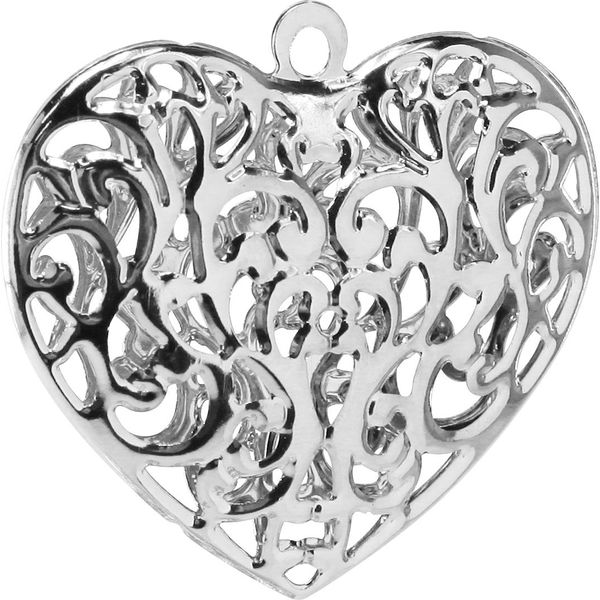 Cuore Decorativo In Metallo Argentato Da Appendere Per Matrimoni 5,5X5 Cm 20 Pezzi, 20 Pezzi-image