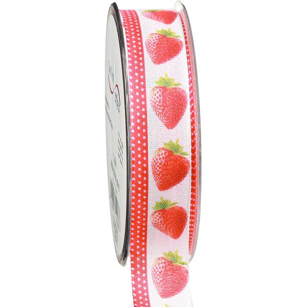 Nastro Decorativo Fragole Nastro Di Tessuto 25Mm 15M, Bordi Stabili-image