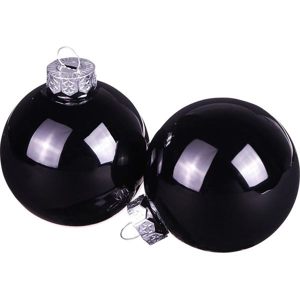 Baubles Natalizi In Vetro Nero Ø6Cm - Set Di 24 Baubles Per Albero Di Natale Decorazione Glamour-image