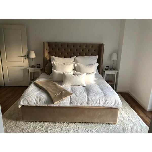 Letto Chesterfield Imbottito Letto Matrimoniale Hotel Camera Da Letto 140X200Cm Marrone Nuovo-image