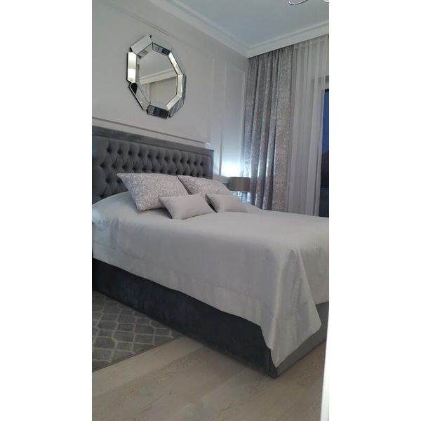 Chesterfield Letto Imbottito Doppio Hotel Letti Camera Da Letto 140X200Cm Grigio Nuovo-image