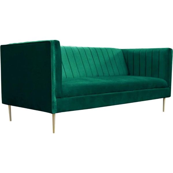 Divano A Due Posti Divani In Tessuto Verde Divani Imbottiti Soggiorno Design Lusso Tessile-image