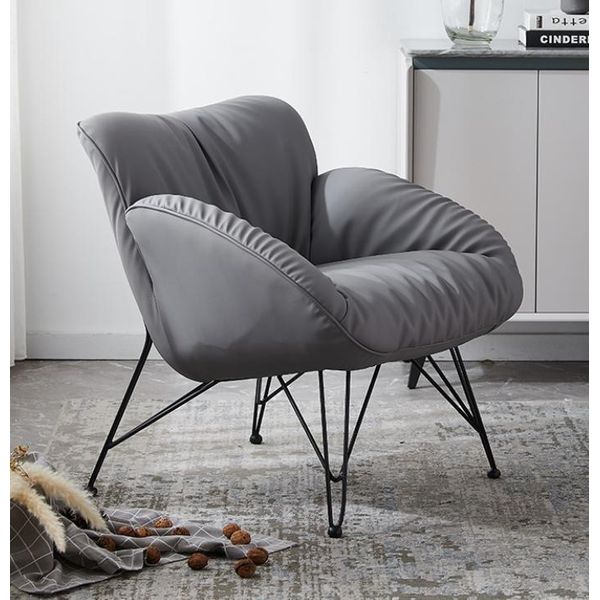 Poltrona Soft Soggiorno Televisione Divano Poltrona Sedia Velluto Grigio Relax Lounge-image