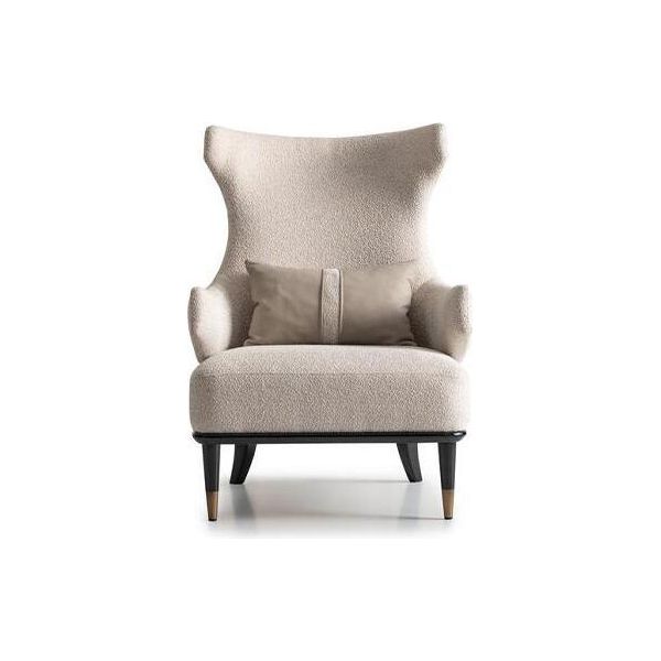 Poltrona Wing Poltrona Monoposto Lusso In Tessuto Beige Soggiorno Moderno-image