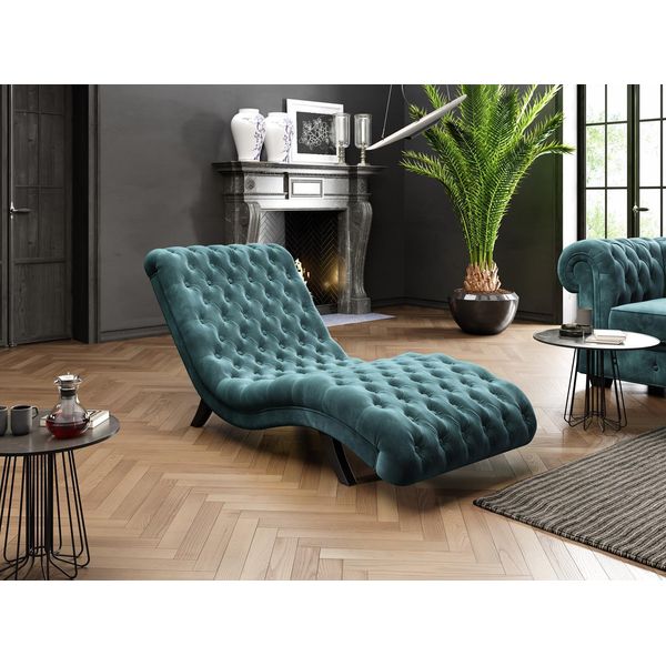 Divano Chesterfield Divano Lounger Legno Metallo Chaise Longue Relax Lounger Nuovo-image