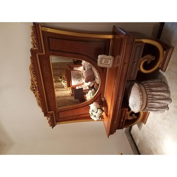 Tavola Da Toilette Specchio Sgabello Console Di Lusso Dresser Camera Da Letto Barocco Rococò Nuovo-image